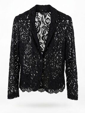 g:21 George Black Floral Lace Single-Button Blazer Jacket Size L